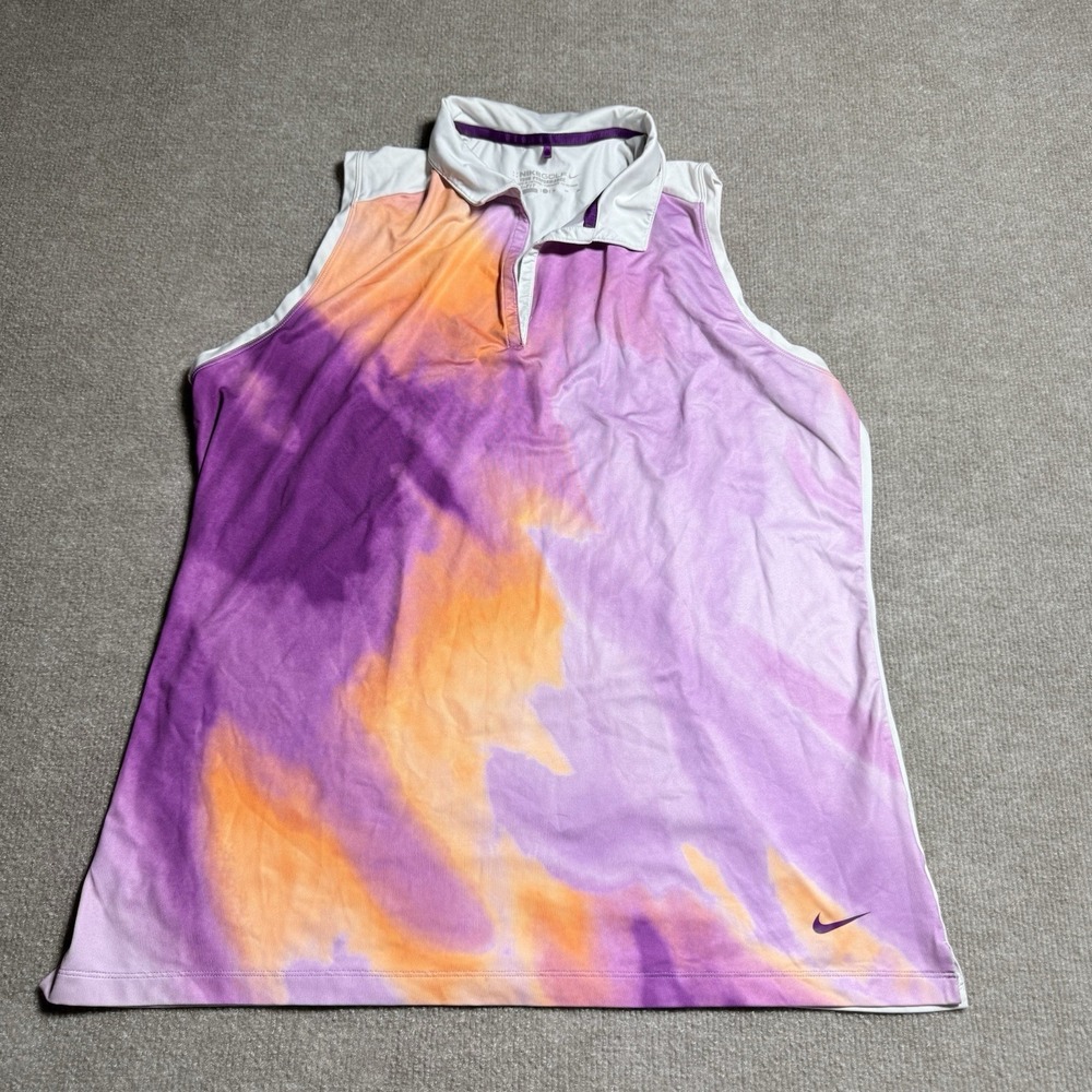 Nike Golf Shirt Womens XL Tour Performance Orange Purple Sleeveless Tank Top GUC